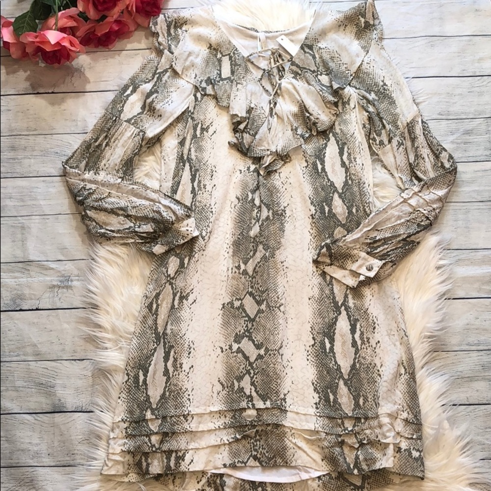 NWT Vix Ruffle Snakeskin Python Cover Up Dress